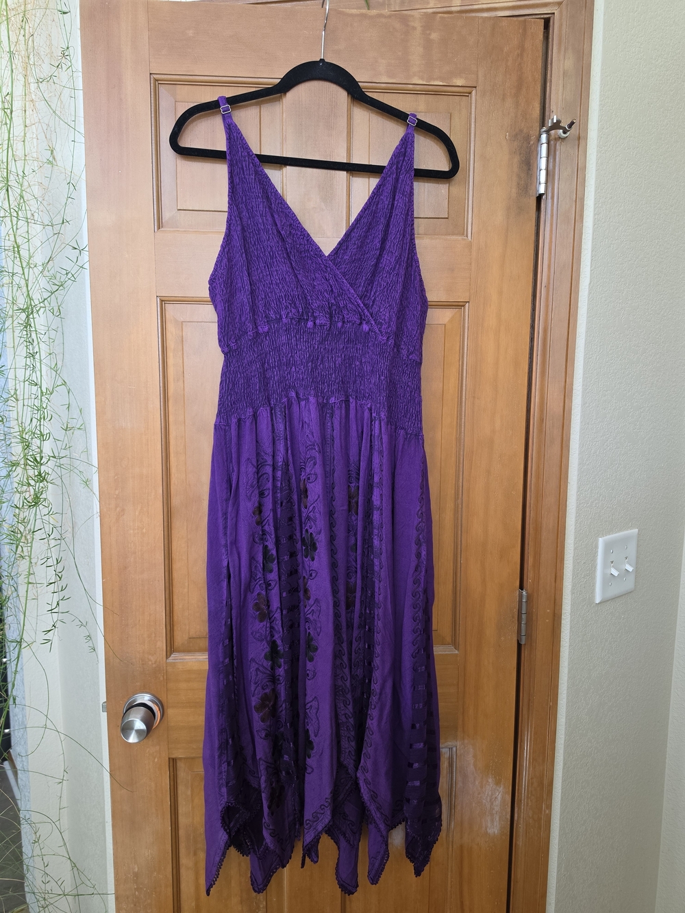 Purple V-Neck Smocked Waist Maxi Dress